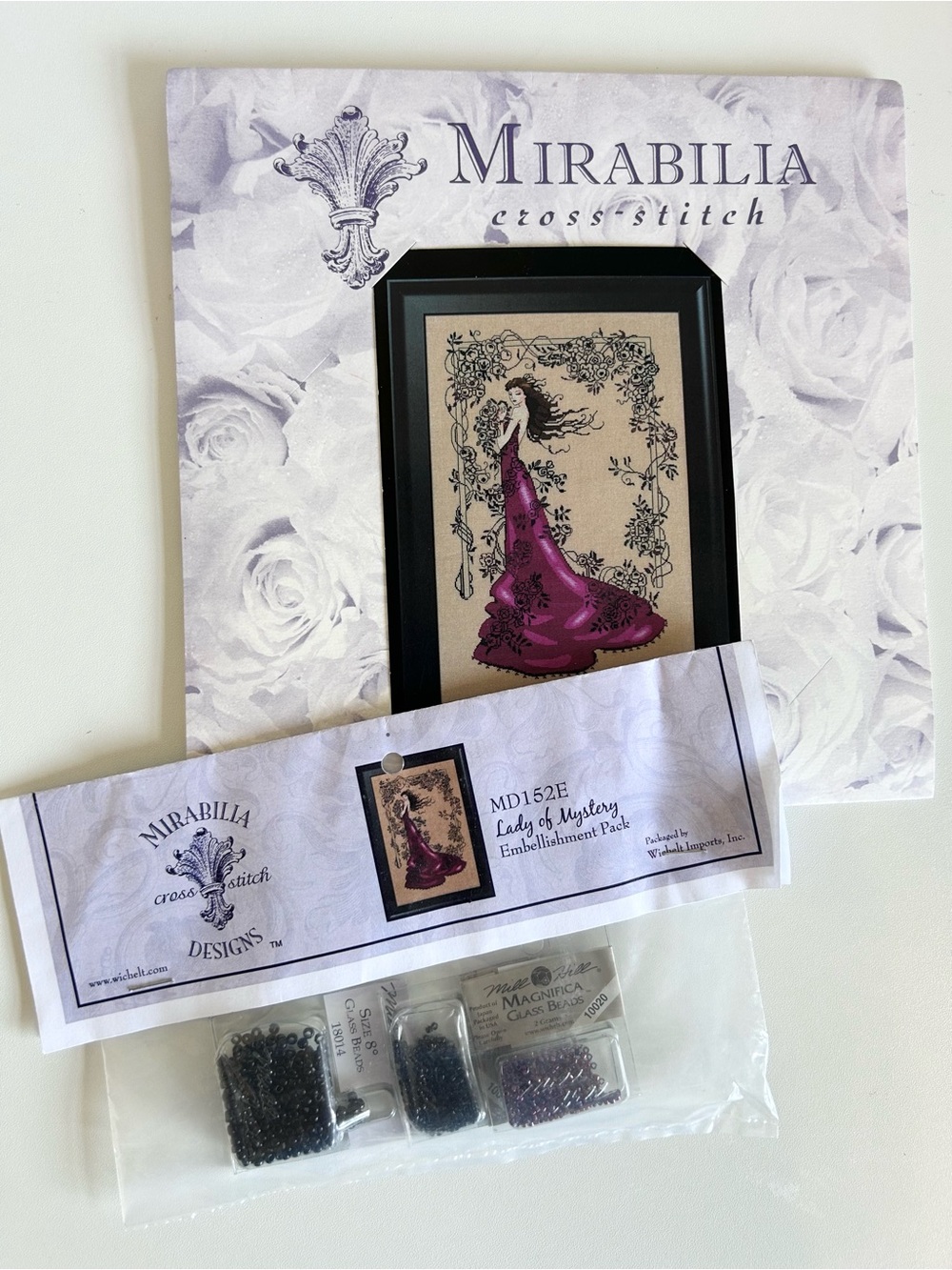 Mirabilia Lady of Mystery cross stitch pattern + embellishment pack